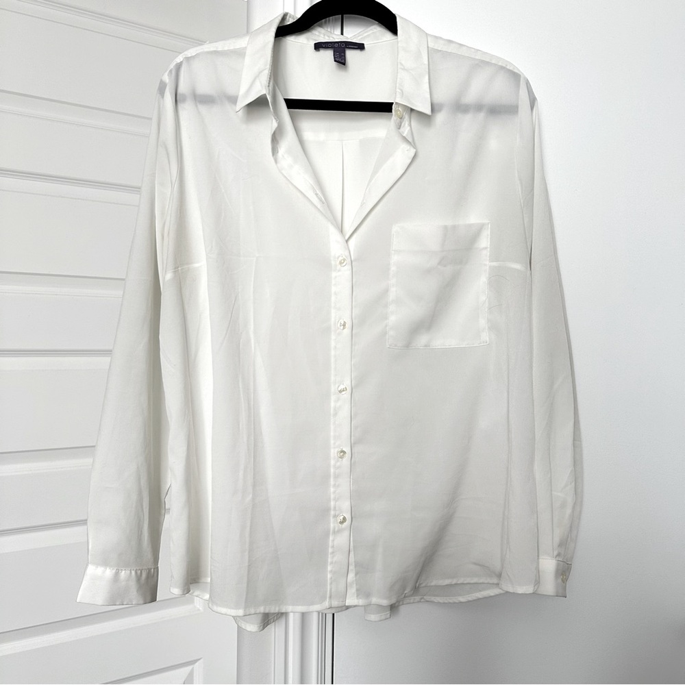VIOLETA by MANGO Ivory Blouse Size Large